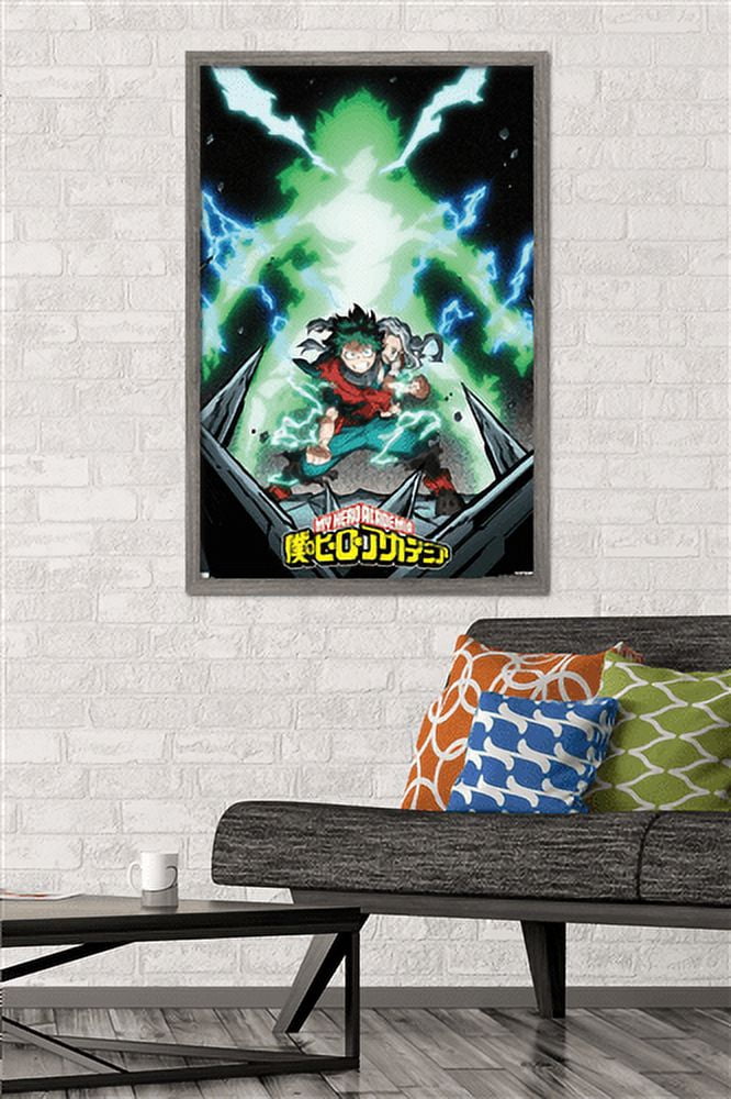 My Hero Academia: Season 4 - Deku Visual Wall Poster, 22.375" x 34", Framed