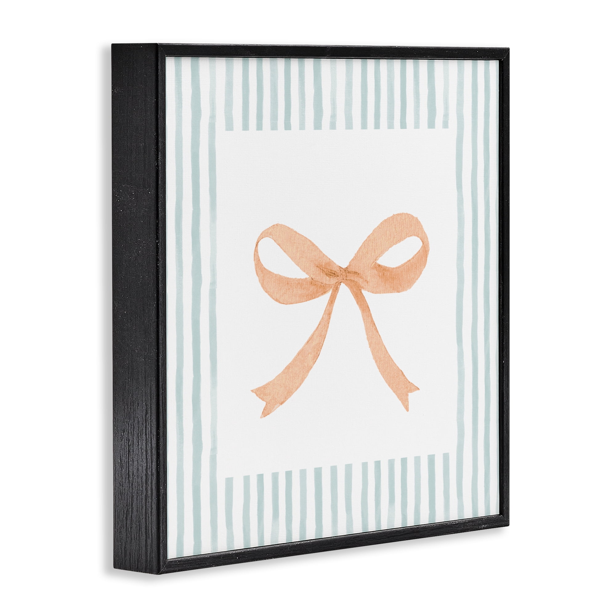 Stupell Industries Orange Bow with Stripe Border Black Framed Giclee Art, design by Patricia Pinto