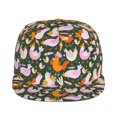thumbnail image 2 of Daiia Roosters and Chicks print Flat Bill Hats Flat Brim Trucker Cap Baseball Cap Adjustable Classic Low Profile Hat Unconstructed Plain Cap, 2 of 9