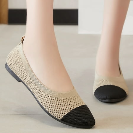 

UIX Women Casual Shoes Fashionable New Pattern Color Matching Comfortable Flat Bottomed Non Slip Breathable Pointed Shoes