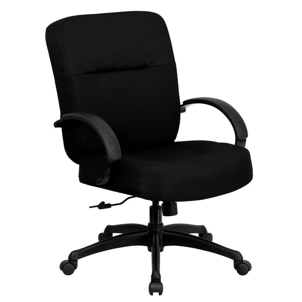 Flash Furniture Sedia Reception Big & Tall | Pelle Morbida | Capacità 227 Kg | Braccioli Imbottiti | Nero