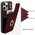 thumbnail image 5 of Wallet Case Compatible with iPhone 14 Pro Max with Card Holder [Built in 360 Rotation Ring Kickstand] PU Leather Shockproof Anti-Scratch Slim Protective Cover for Women-Red, 5 of 12