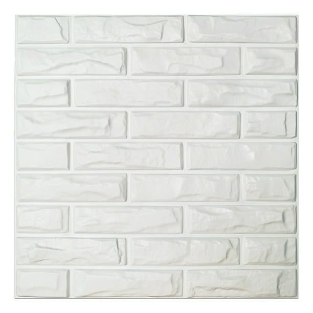 A10039 Pvc 3d Wall Panels White Brick Tiles 19 7 X 12 Pack Com - Decorative 3d Wall Panels Brick