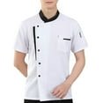 thumbnail image 5 of kurtrusly Chef Jacket Men Chef Coat Skin Friendly Chef Uniforms O-Neck Cheap Short Sleeve Tops Bakery Cooking Clothes Work Wear White XXXXL, 5 of 5