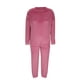 thumbnail image 5 of Conjunto de pijama de terciopelo grueso y cálido para mujer, con cuello redondo, estampado y pantalones de poliéster para invierno., 5 of 8
