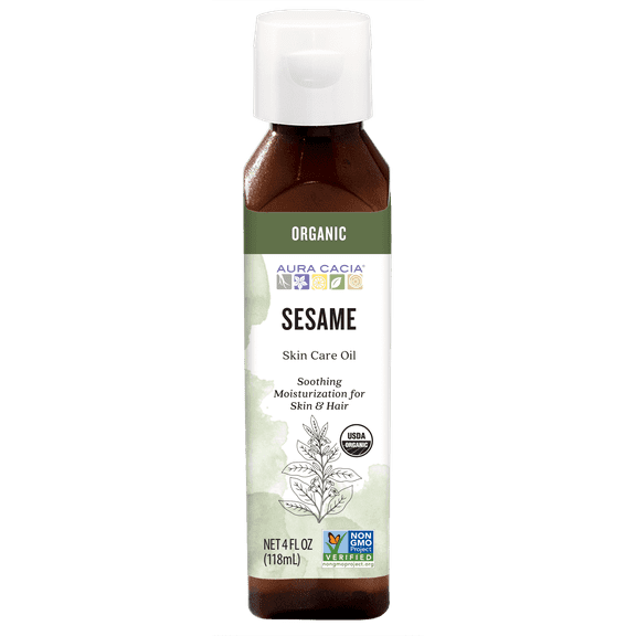 Aura Cacia Certified Organic Sesame Skin Care Oil, 4 fl oz