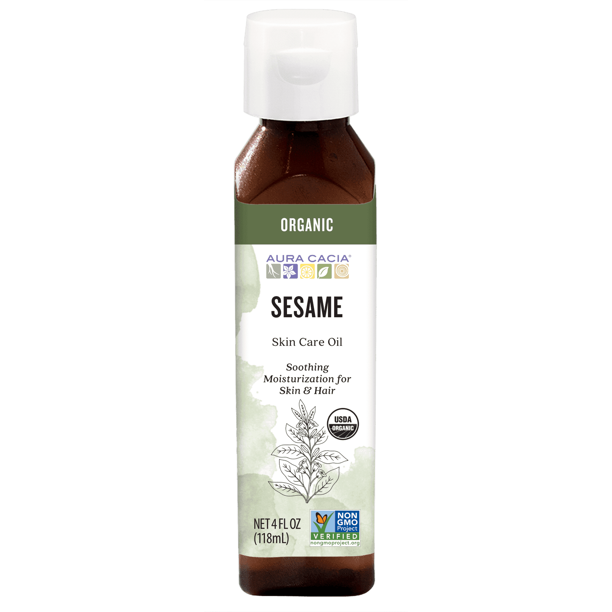 Aura Cacia Certified Organic Sesame Skin Care Oil 4 fl oz