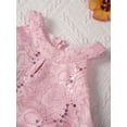 thumbnail image 6 of YONGHS Kids Girls Floral Lace Maxi Dress Wedding Birthday Party Formal Dance Romper Gown 4-12 Pink 8, 6 of 7