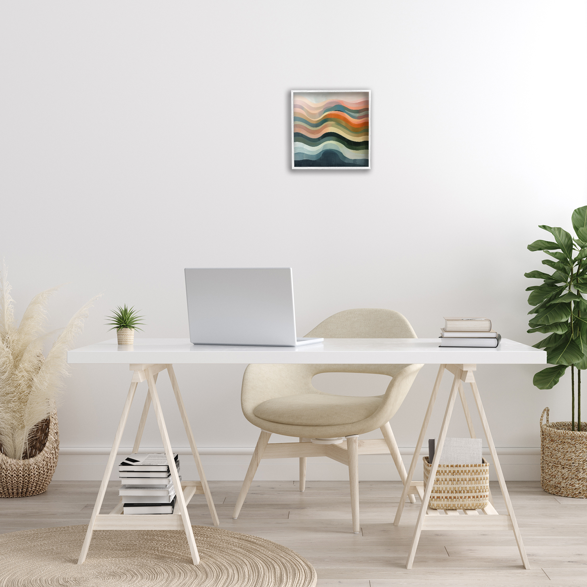 Stupell Industries Fluid Dynamics Pattern Abstract Painting White Framed Art Print Wall Art, 12 x 12