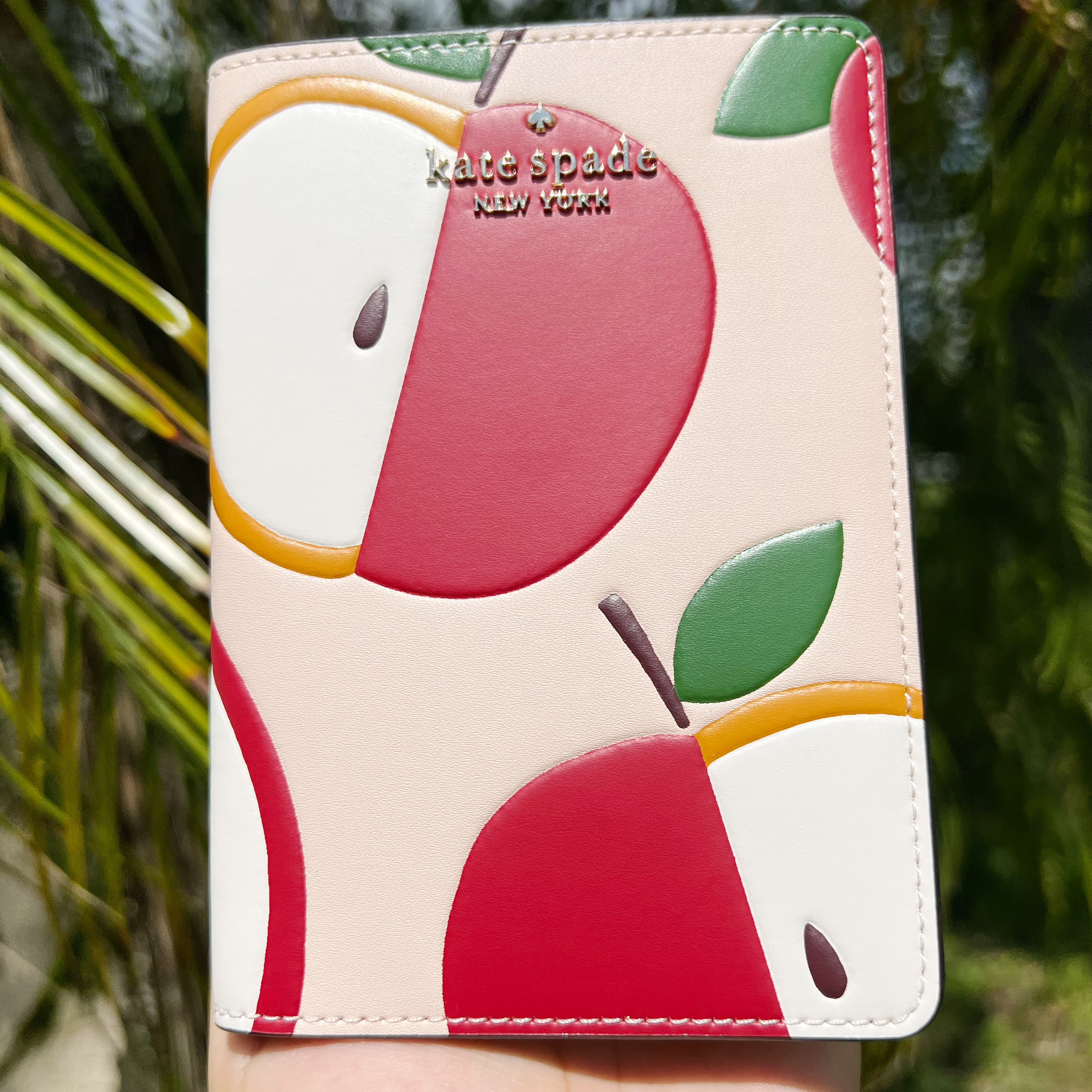 Kate Spade Honeycrisp Apple Passport Holder Pink Multi ID Card Case -  