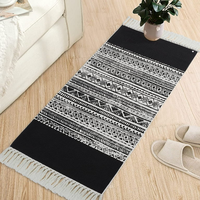 Small Boho Kitchen Rug, Hand-Woven Accent Cotton Neutral Tufted Textur –  idee-home