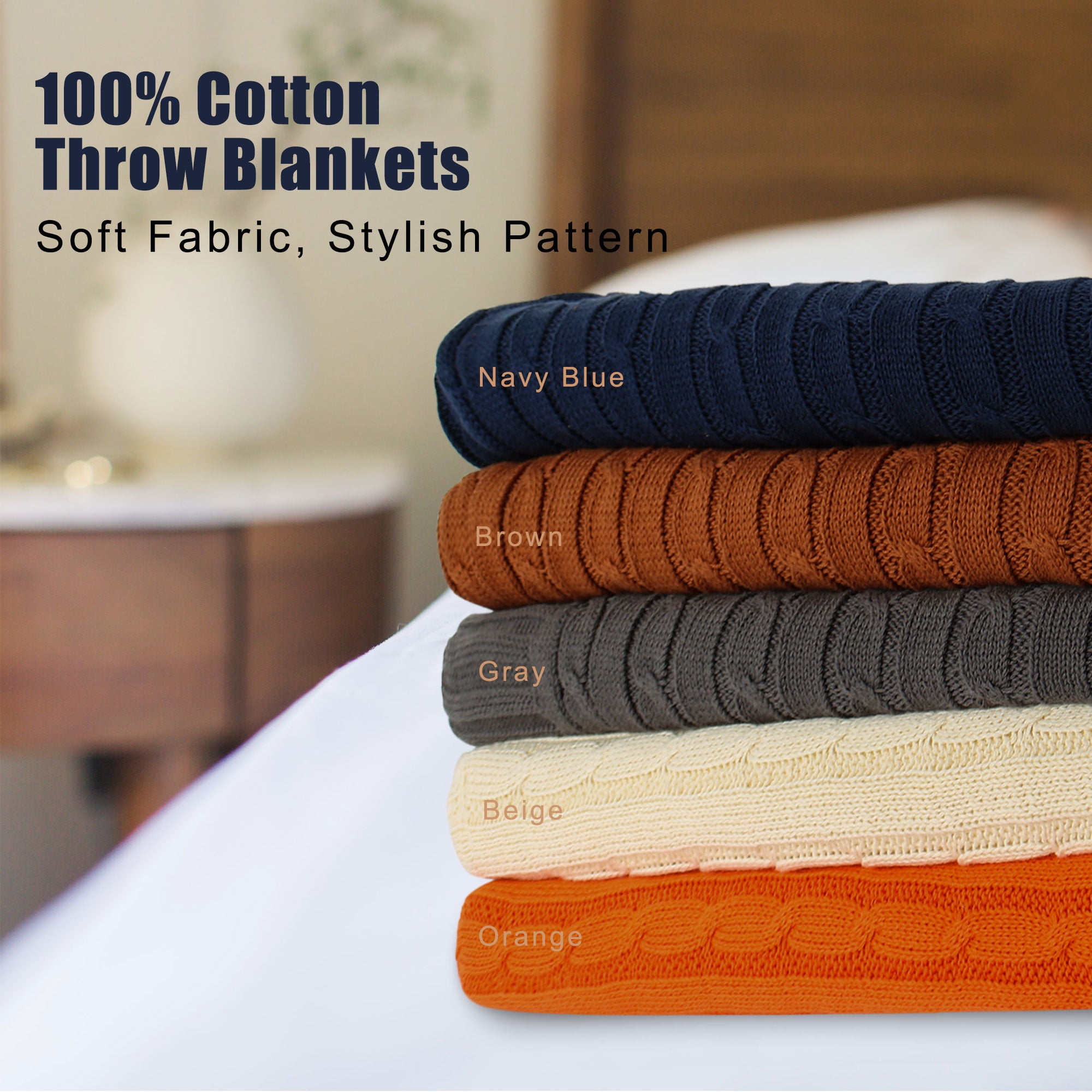 100 Cotton Throw Blanket Textured Solid Cable Knit Throw Couch Cover Decorative Knitted Blankets Grey 50 X 60 Bedding For Home Walmart Com Walmart Com