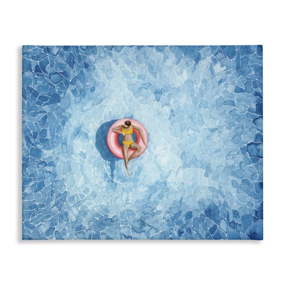 Stupell Industries Tropical Pool Floats Blue Red Watercolor Canvas Art, 30 x 24, by Grace Popp