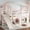 Beige + MDF + Pine + Plywood + Twin, variant on Full Size House Loft Bed with Slide, Bookshelves and Built-in Wardrobe, Wood Loft Bed Frame with Round Window and Arched Door, Beige