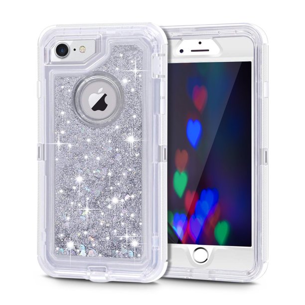 Iphone 7 Case Iphone 8 Case Cellularvilla Glitter Heavy Duty Girly Liquid Bling Quicksand 3 In 1 Hybrid Shockproof Hard Bumper Soft Clear Rubber Protective Cover For Apple Iphone 7 8 Walmart Com Walmart Com