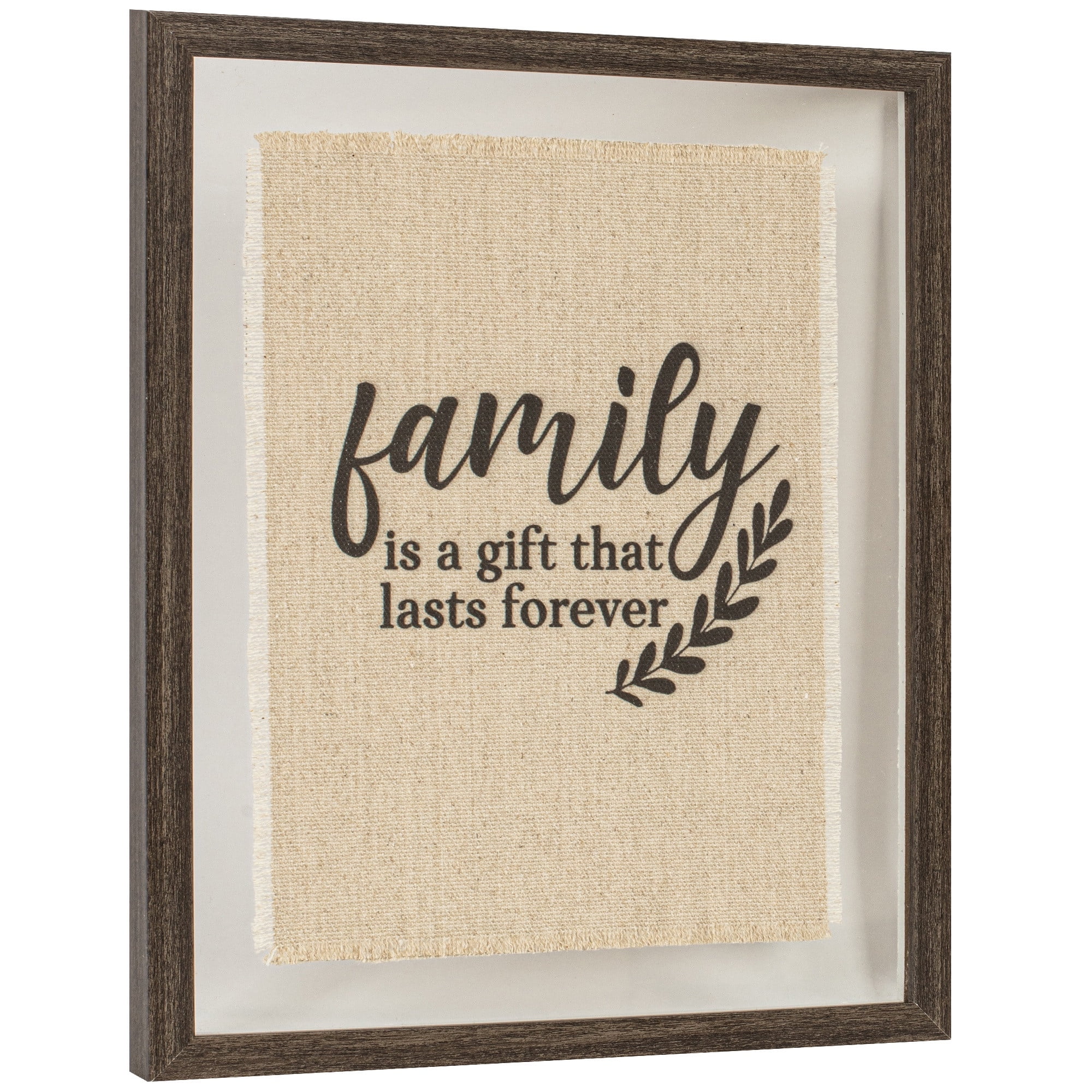 Family Typography Framed Under Glass on Burlap 12x15