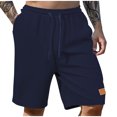 thumbnail image 1 of Pantalones de Cintura Elástica de Algodón de Color Sólido Pantalones de Playa de Pierna Recta con Bolsillos de Cordón, 1 of 9
