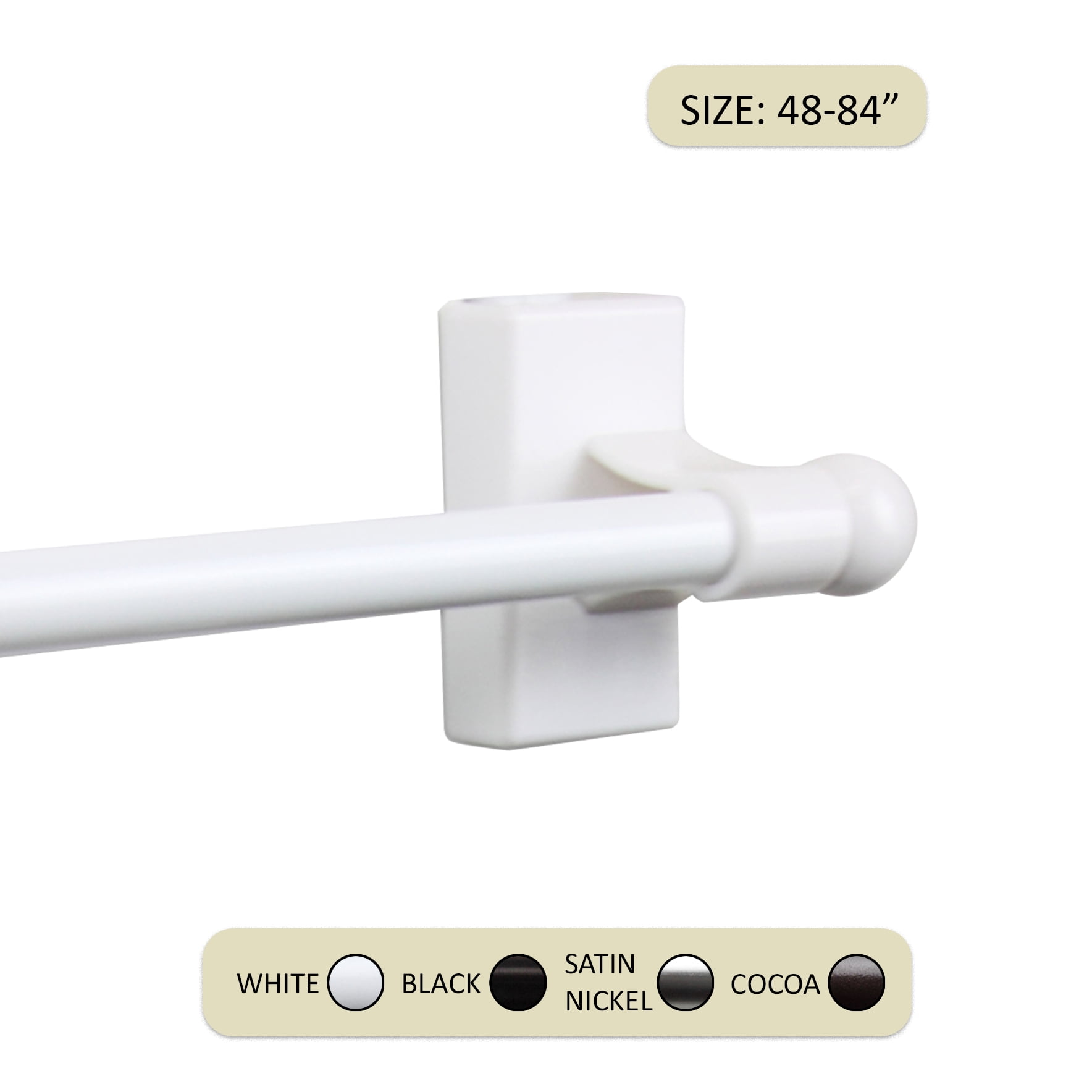 Central Design Products Steel 0.44" Modern Magnetic Curtain Rod, White
