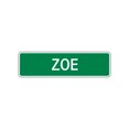 thumbnail image 1 of Zoe Girls Children Name Letter Printed Decoration Label Indoor Outdoor Unique Plaque Wall Novelty Aluminum Metal Sign 4"x18", 1 of 1