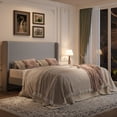 thumbnail image 2 of Amolife King Size Platform Bed Frame with Velvet Upholstered Wingback Headboard, Light Gray, 2 of 13