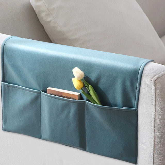 Feltree Couch Arm Covers, Pet Armchair Slipcover for Couch with 3 Pockets for TV Remote Control,Non-Slip Sofa Arm Covers Washable Sofa Armrests Covers for Living Room