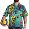 thumbnail image 4 of Alien Men's Hawaiian Shirt, Button Down Poplin Short Sleeve Casual Summer Beach Printed Unisex Shirts, 4 of 6