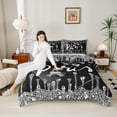 thumbnail image 6 of Manfei Paris Eiffel Tower Bedding Comforter Set, Black Diamond Sequin Print Twin Comforter Sets, Romantic Princess Style Reversible Bedding Set, Breathable Home Decor, 2-Piece, 6 of 9
