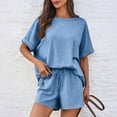 thumbnail image 6 of ZZwxWA Womens 2 Piece Outfits Summer Oversized Short Sleeve Tops High Waisted Shorts Sweatsuits Set Baggy Comfy Lounge Sets, 6 of 6
