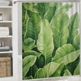 thumbnail image 6 of Pratyus Green Leaves Quick-Drying Shower Curtain Set 100% Polyester Fiber for Bathroom Decoration with Hooks 60x72, 6 of 7
