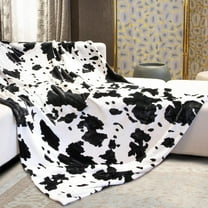 Cow Print Blanket Twin Size Soft Cozy Fuzzy Lightweight Black Cow Blankets and Throws Warm Plush Fleece Flannel Cow Printed Blanket Gift for Adults Mom Father Travel Blanket All Seasons 60" x 80"