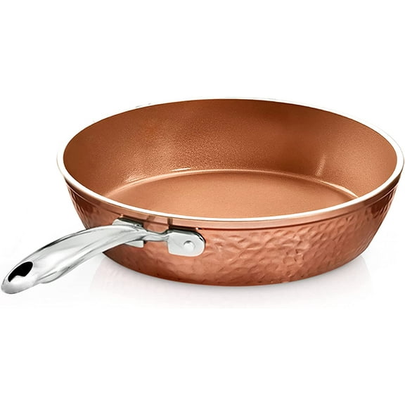 Gotham Steel Hammered Nonstick Frying Pan 9.5" inch Skillet Cooking Pan Oven Safe Induction Copper