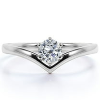 JeenMata 0.33 ct Round Cut Real Diamond - 6 Prong Ring - Vintage Engagement Rings - 10K White Gold