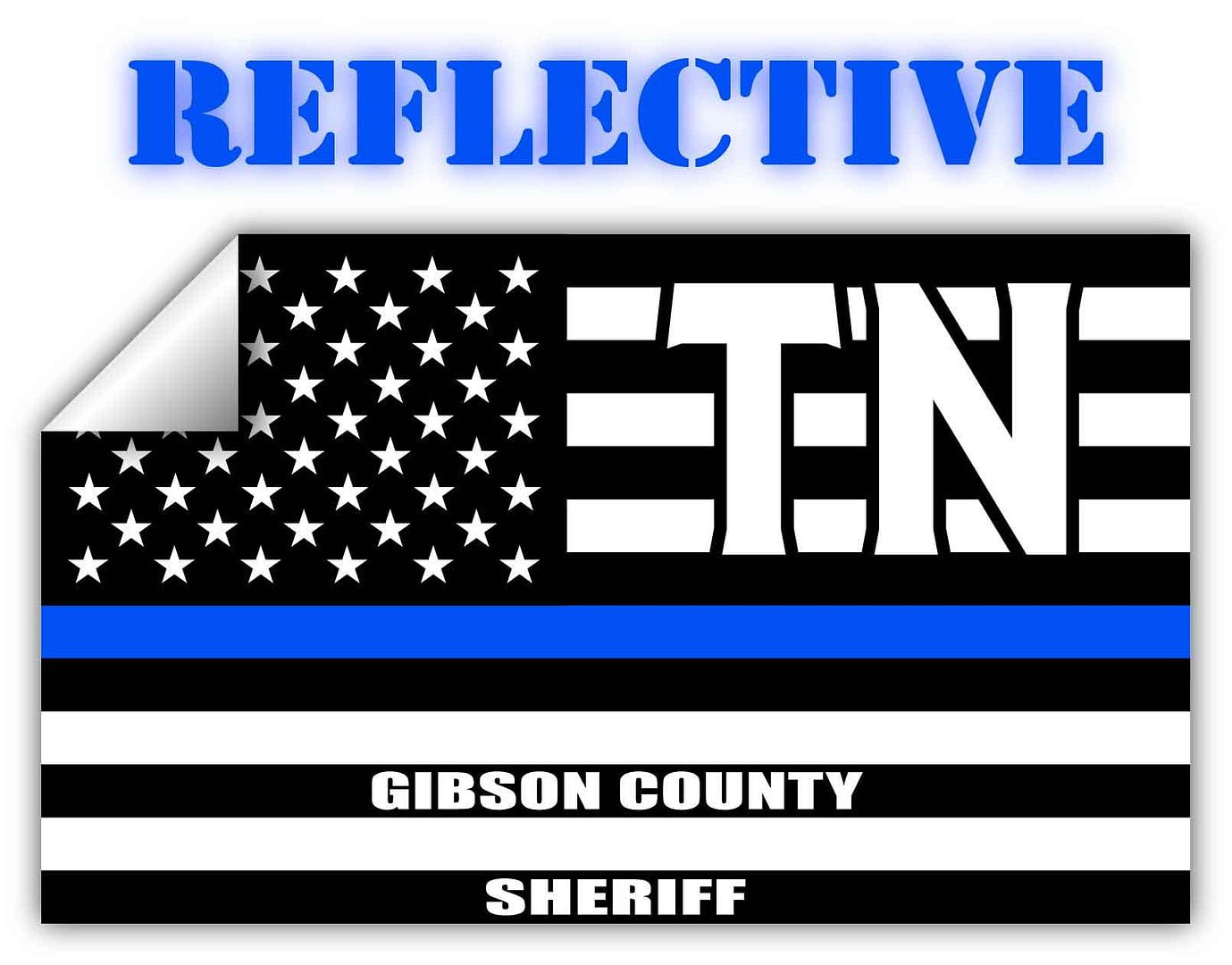 Reflective Gibson County Tennessee TN Thin Blue Line Stealthy Old Glory