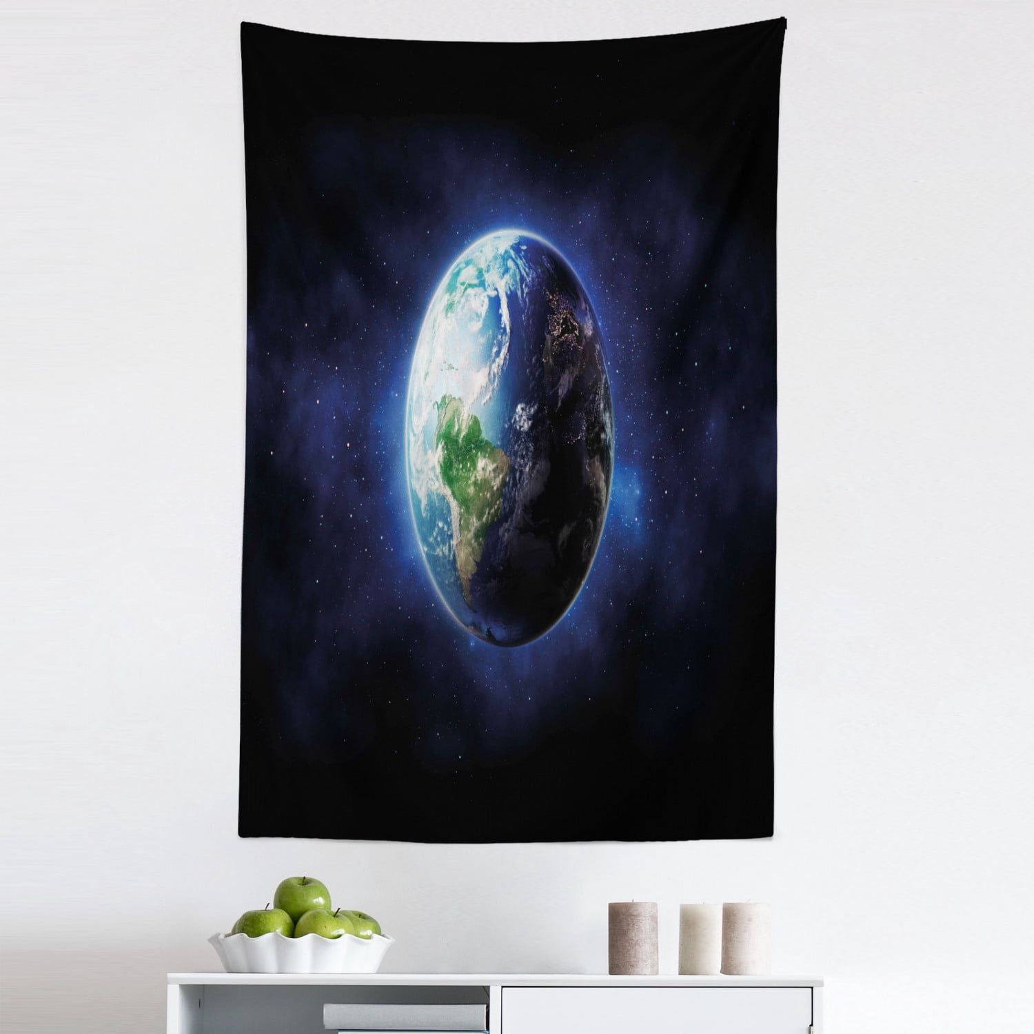 World Tapestry, Starry Outer Space View with Planet Earth Calm Silent ...