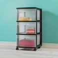 thumbnail image 4 of Sterilite 3-Drawer Plastic Rolling Storage Cart, Clear/Black Frame (6-Pack), 4 of 10