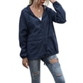 thumbnail image 3 of Sonducket Chubasquero ligero para mujer, impermeable, con capucha, cortavientos para exteriores, plegable, para senderismo, Camping, trajes para mujer Prendas para la parte del cuerpo Azul oscuro XXL, 3 of 6