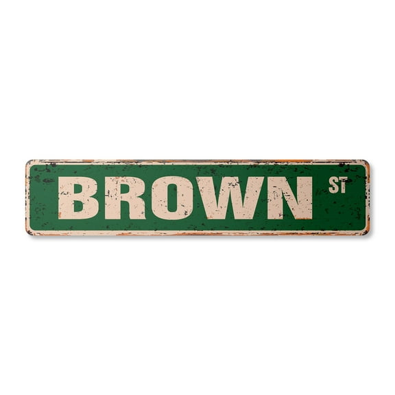 BROWN Vintage Aluminum Street Sign Childrens Name Room Metal Sign rustic metal tin | Indoor/Outdoor | 18" Wide