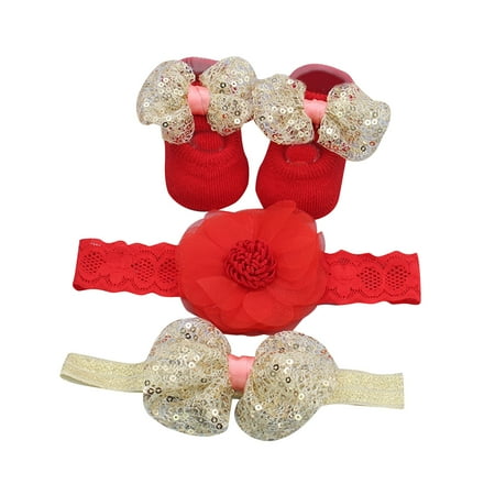 

Baby Socks Kids Boys Girls Socks Bowknot Hairband Shoes 3Pcs Set 2023