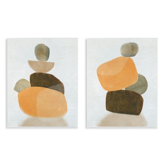 Stupell Industries Stacked Abstract Pebbles Abstract Painting Unframed Art Print Wall Art, 11 x 14, Set of 2