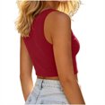 thumbnail image 4 of Smupbvky Going Out Tank Tops for Women Crew Neck Cropped Knit Vest Casual Sleeveless Summer Layering Basic T Shirt (XL, Wine), 4 of 7