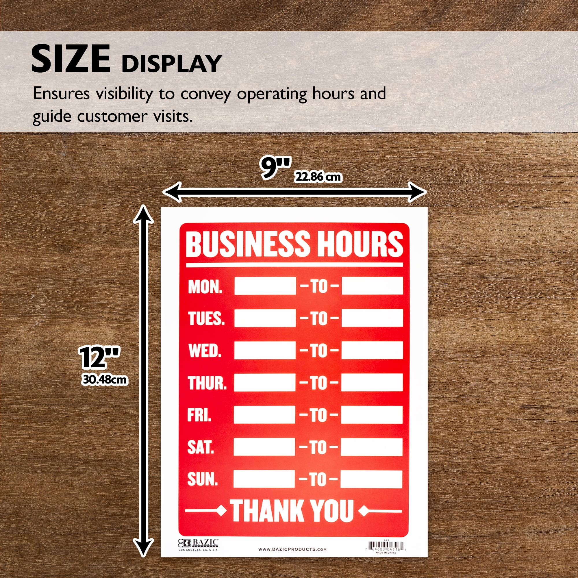 BAZIC Business Hours Sign 9"X12", Open Closed Signs For Business Store, 24-Pack