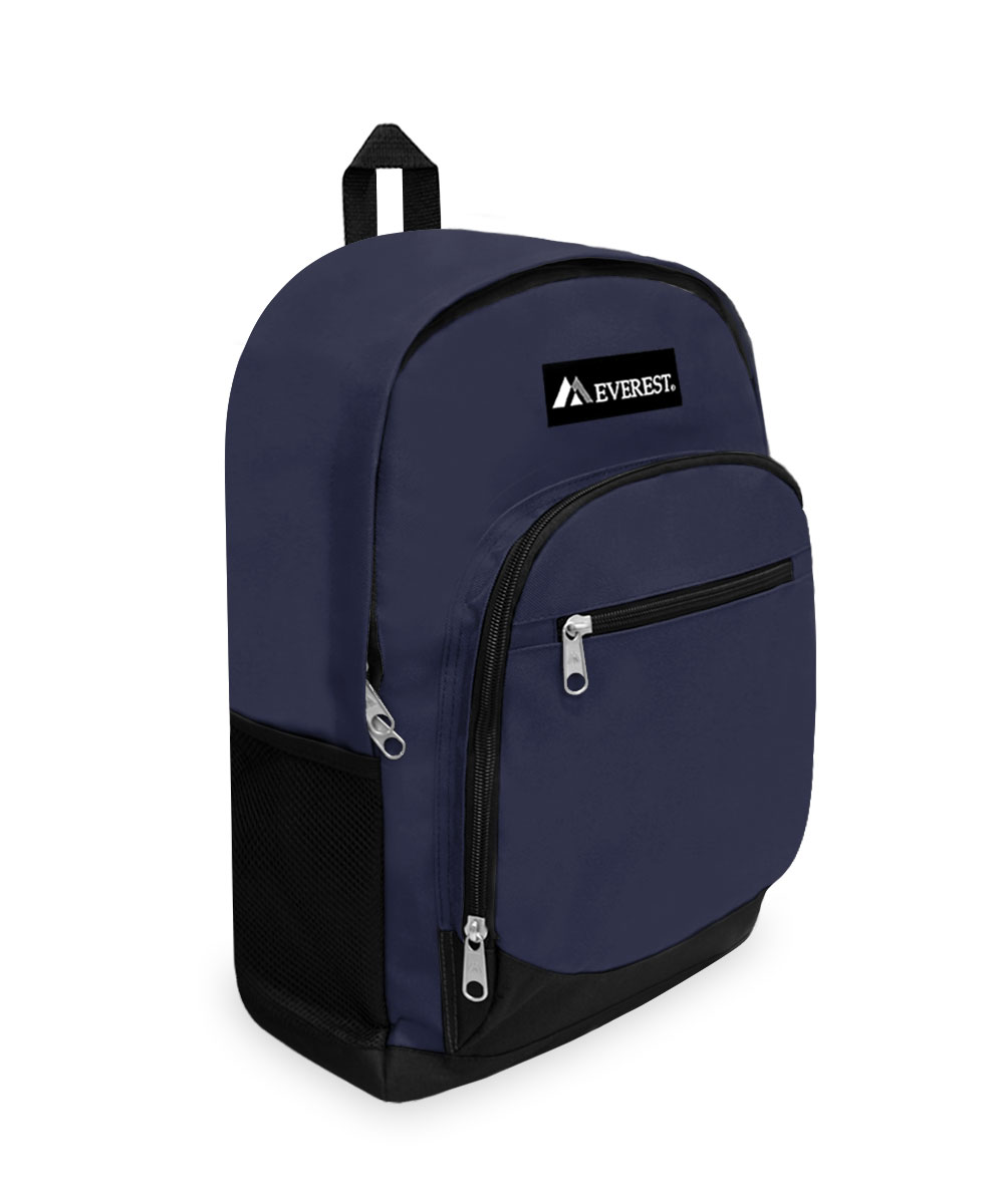 Everest 16.5" Casual Backpack w/ Side Mesh Pocket, Navy All Ages, Unisex 6045-NY/BK, Carrier and Shoulder Book Bag for School, Work, Sports, and Travel - image 2 of 4