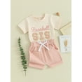 thumbnail image 3 of Jxzom Brother Sister Matching Outfits Letter Embroidery Short Sleeve T-Shirt Shorts Set 3 6 12 18 Months 2T 3T Boy Girl Baseball Outfit, 3 of 8