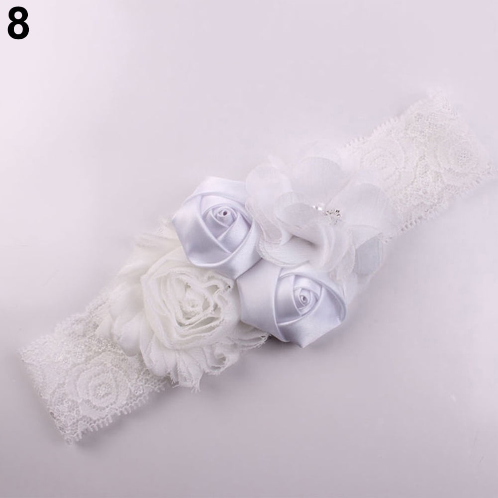 Qinghai Beautiful Lace Flower Rose Bead Hairband Newborn Baby Headband Hair Accessory Walmart Com