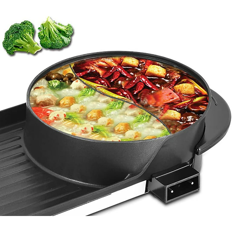 2 in 1 Multifunctional Electric Hot Pot and Grill Combo 1800W Smokeless BBQ  Pot
