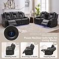 thumbnail image 6 of Power Reclining Sofa Set with Zero Gravity, Faux Leather Couch and Loveseat, Bluetooth Speakers, Wireless Charging, LED Lights, Cup Holders, Gray, 6 of 9