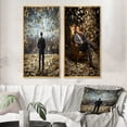 thumbnail image 1 of Designart "Money Skyline Man Looking at Floating Cash" Man Framed Wall Art Set Of 2 - Glam Black Gallery Wall Frame Set For Home Decor, 1 of 6