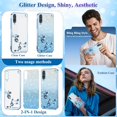 thumbnail image 3 of for Samsung A50 Phone Case Clear Glitter Sparkle, Luxury Shiny Samsung Galaxy A50 Case Flower Silicone TPU Protective Case Anti-Scratch Cover Purple Slim Soft (Blue), 3 of 14