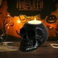 thumbnail image 5 of Halloween Skull Candle Holder Gothic Spooky Tealight Cup Human Skull Tealight Candle Holder Novelty Skull Bone Candlestick Halloween Home Bar Party Tabletop Decor, 5 of 6