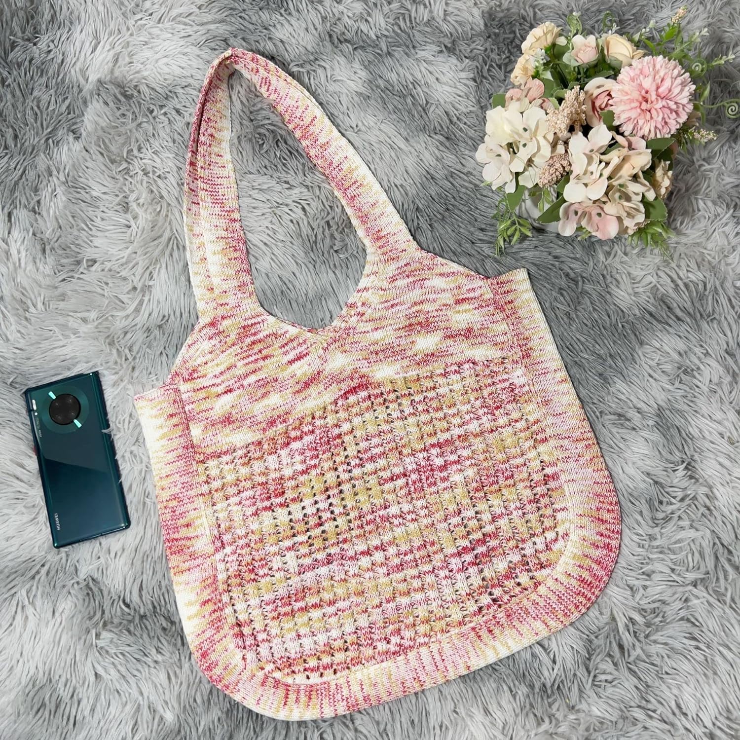 Kukuzhu Y2k Aesthetic Tote Bag Aesthetic Y2k Bag Crochet Tote Bag Aesthetic Tote Bags Aesthetic Y2k Purse